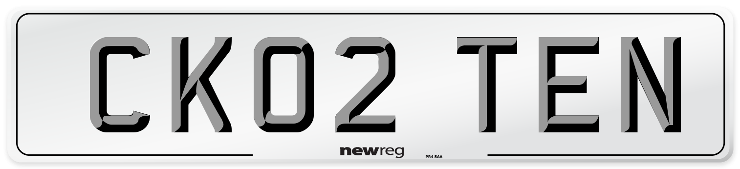 CK02 TEN Number Plate from New Reg
